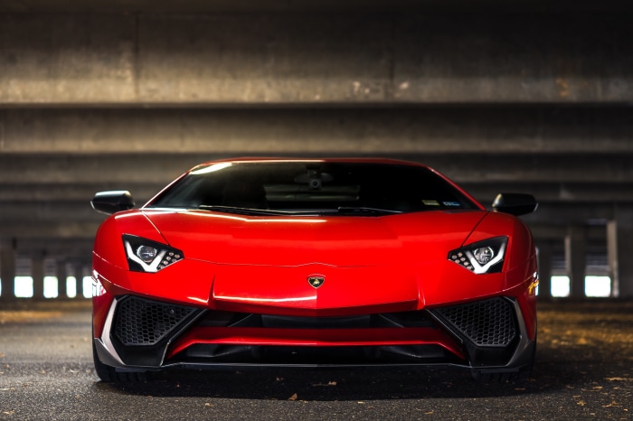 Red Lamborghini Aventador SV Supercar