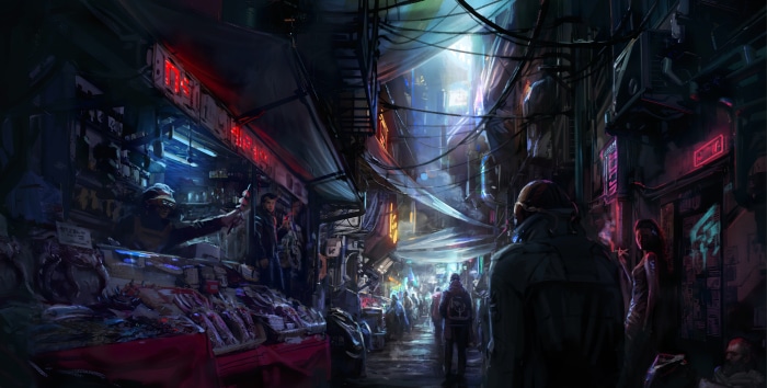 Starfield 4K Cyberpunk Market Stall