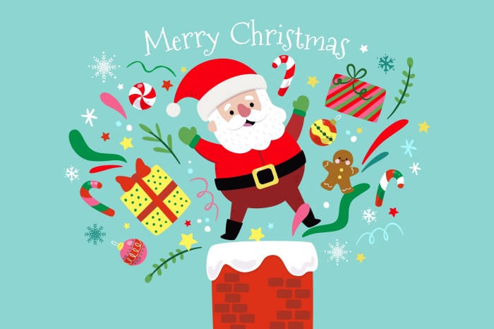 Santa Claus with Christmas decorations