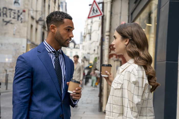 Lucien Laviscount and Lily Collins in Emily In Paris