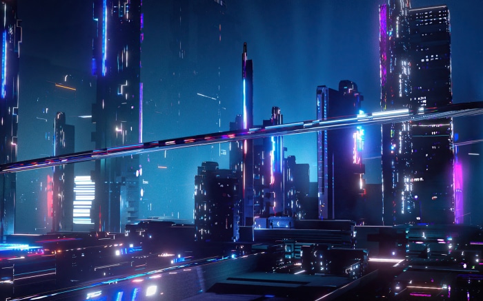 Futuristic Sci Fi Cityscape at Night