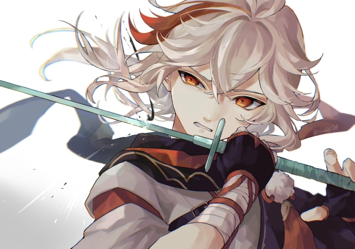 Kaedehara Kazuha from Genshin Impact with a sword