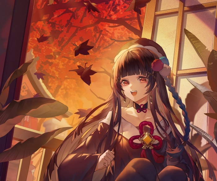 Yun Jin from Genshin Impact in autumn
