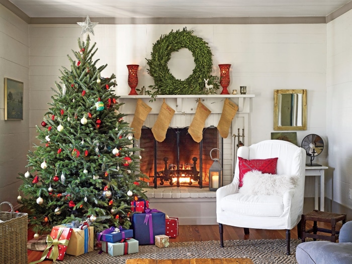 Christmas Tree and Fireplace
