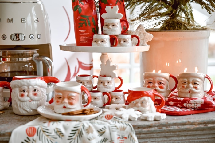 Santa Claus mugs and coffee maker