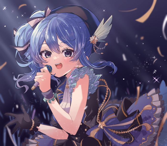 Hoshimachi Suisei from Hololive singing on stage