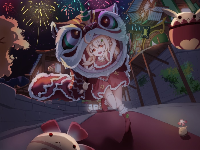 Klee from Genshin Impact in a Lion Dance Costume