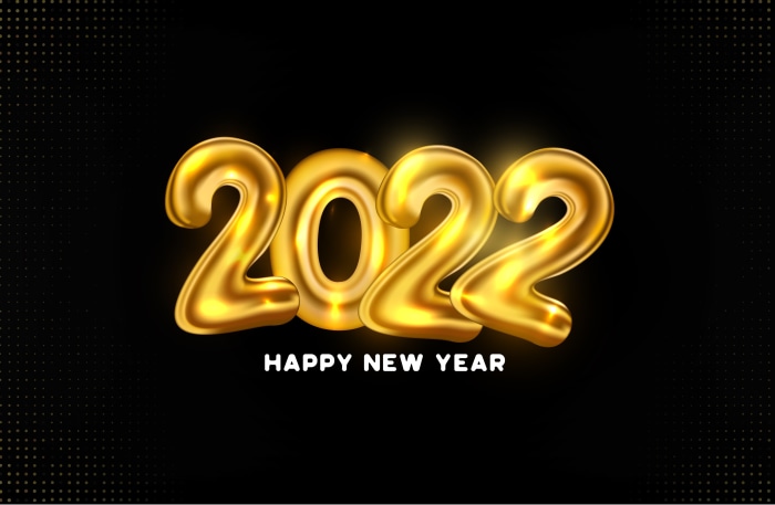 Happy New Year 2022 Golden Balloons
