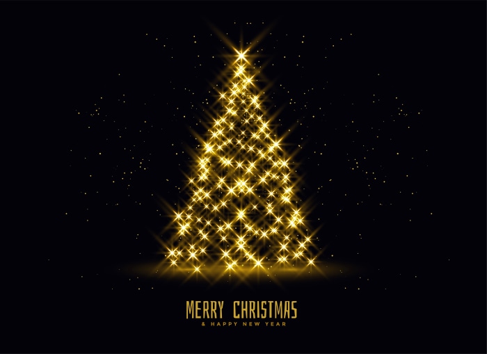 Christmas Tree made of golden stars
