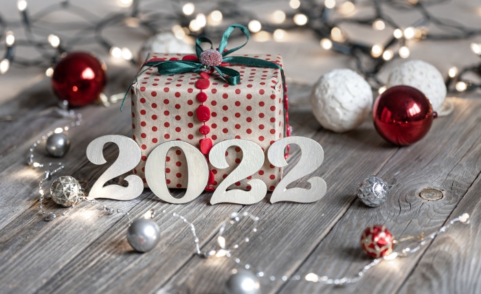 New Year 2022 Gift with Christmas Ornaments