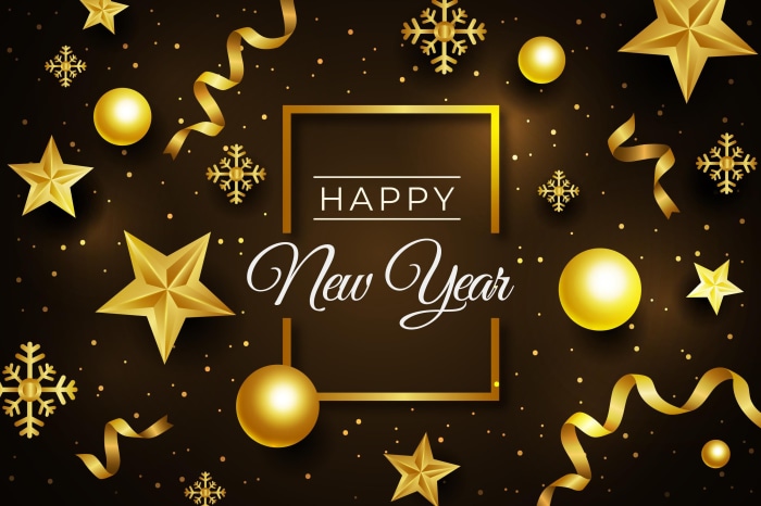 Happy New Year Golden Decorations