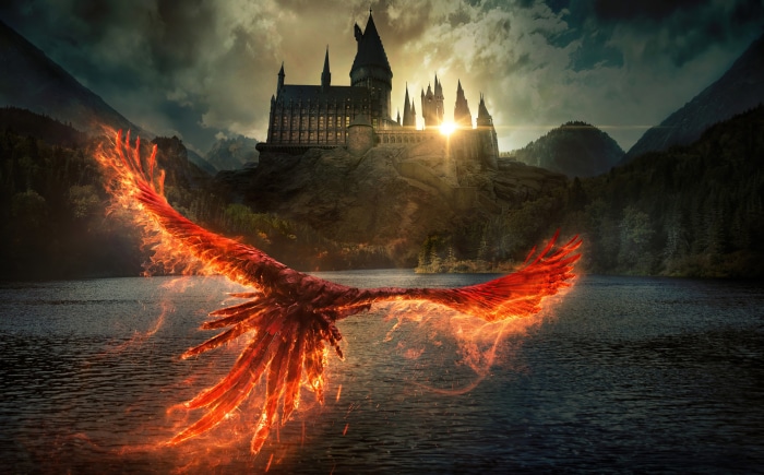 Phoenix Over Hogwarts Castle from Fantastic Beasts