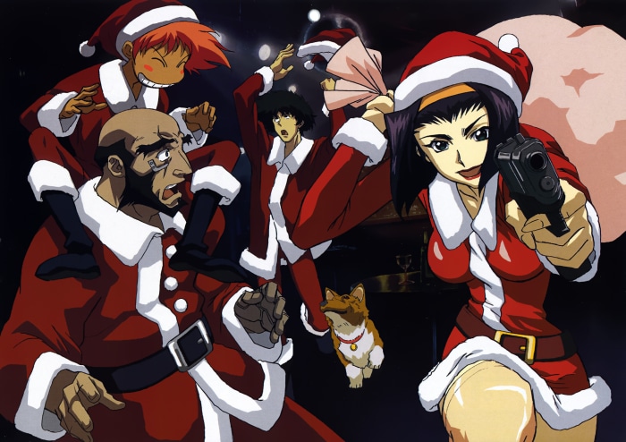 Cowboy Bebop characters in Santa outfits