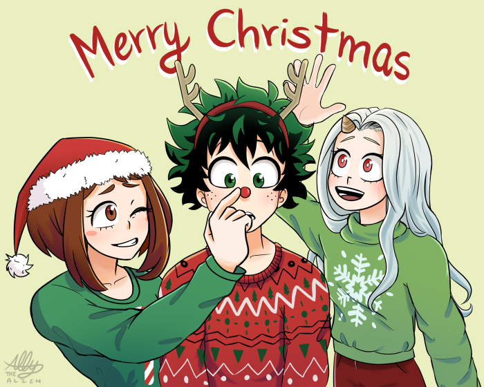 Merry Christmas with Izuku Midoriya, Ochako Uraraka, and Eri