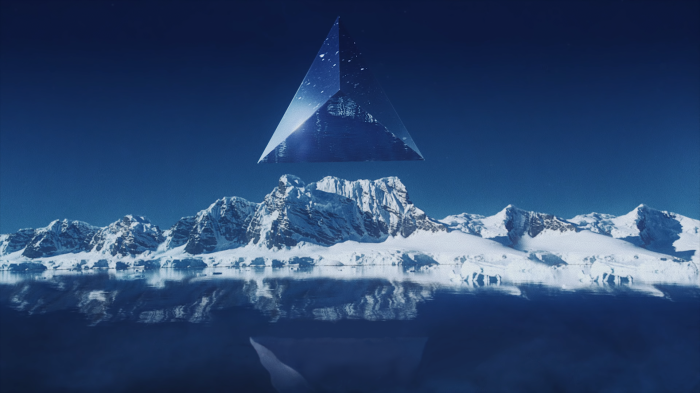 Crystal Pyramid Over Snowy Mountains
