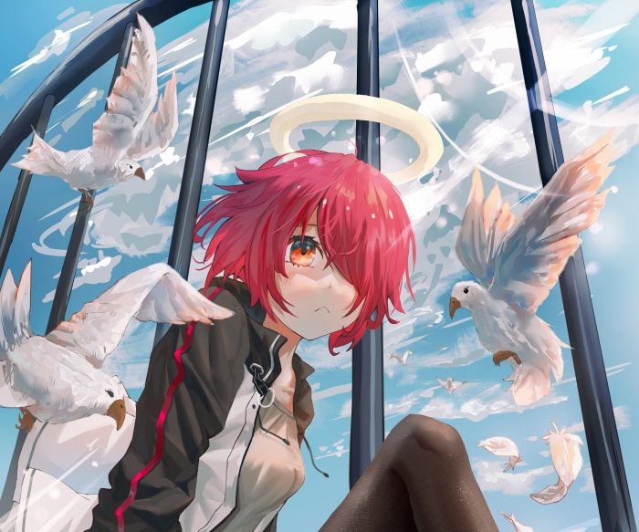 Exusiai from Arknights with doves
