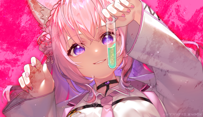 Hakui Koyori from Hololive holding a test tube