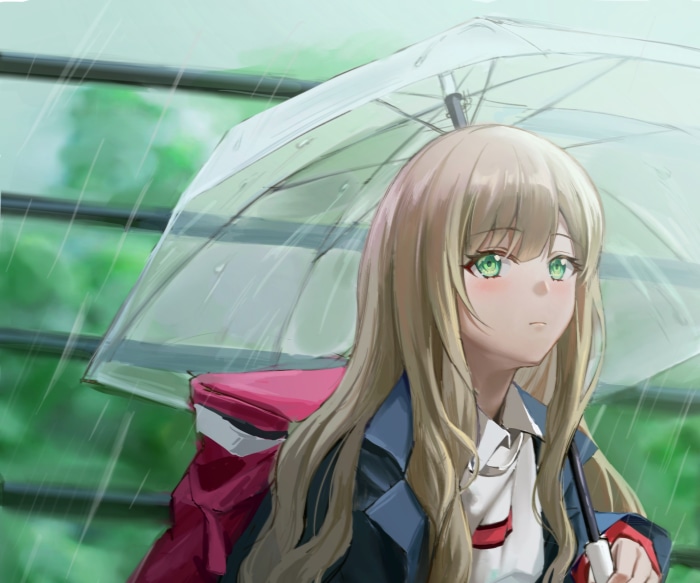 Yume Minami from SSSS.Gridman holding an umbrella