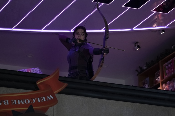 Kate Bishop from Hawkeye aiming a bow