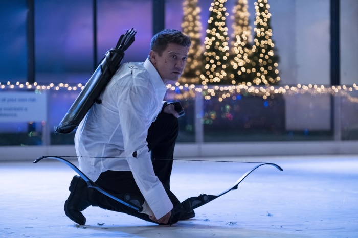 Clint Barton from Hawkeye with bow and arrows