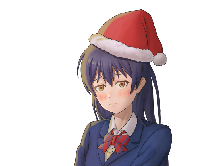 Umi Sonoda from Love Live! wearing a Santa hat