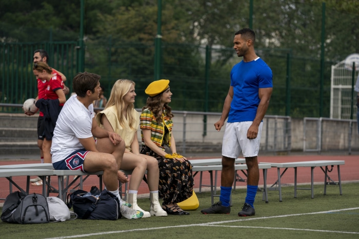 Emily in Paris: Lily Collins and Lucien Laviscount on soccer field