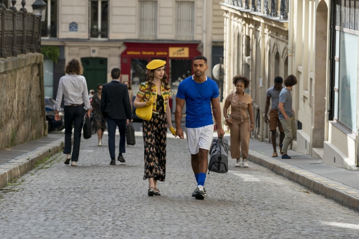 Emily in Paris: Lily Collins and Lucien Laviscount walking