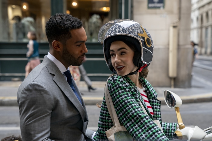 Emily in Paris: Lily Collins and Lucien Laviscount on a scooter