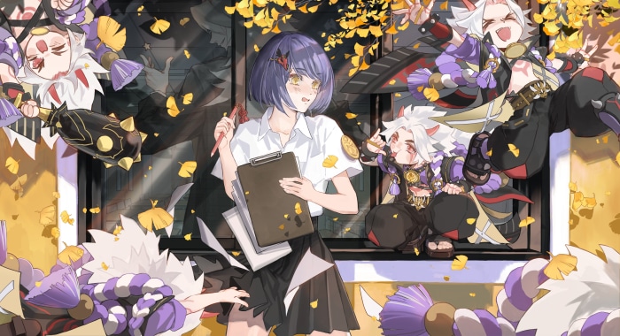 Arataki Itto and Kujou Sara from Genshin Impact