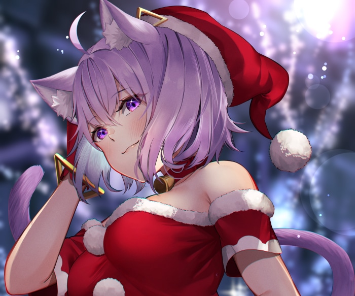 Nekomata Okayu from Hololive in Christmas Outfit