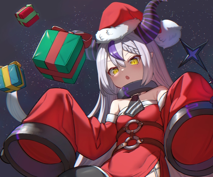 La+ Darknesss from Hololive in Santa Outfit with Gifts