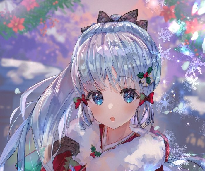 Kamisato Ayaka from Genshin Impact in Christmas Outfit
