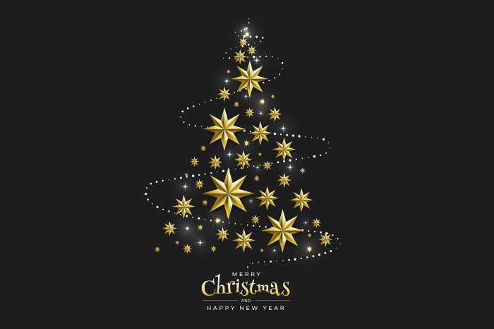 Merry Christmas and Happy New Year stars 4K