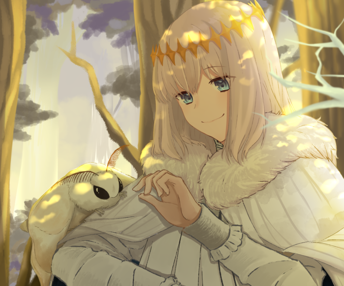 Oberon from Fate/Grand Order with a moth