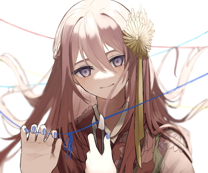 Luka Megurine from Vocaloid holding scissors and thread