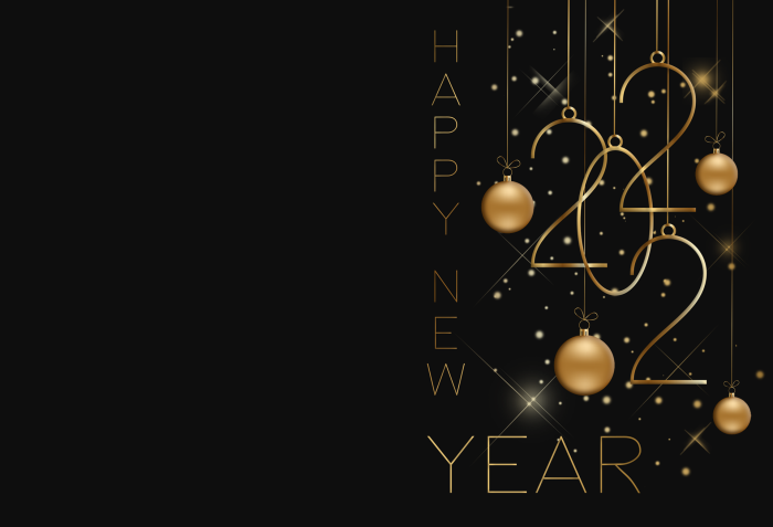 Happy New Year 2022 Gold Ornaments