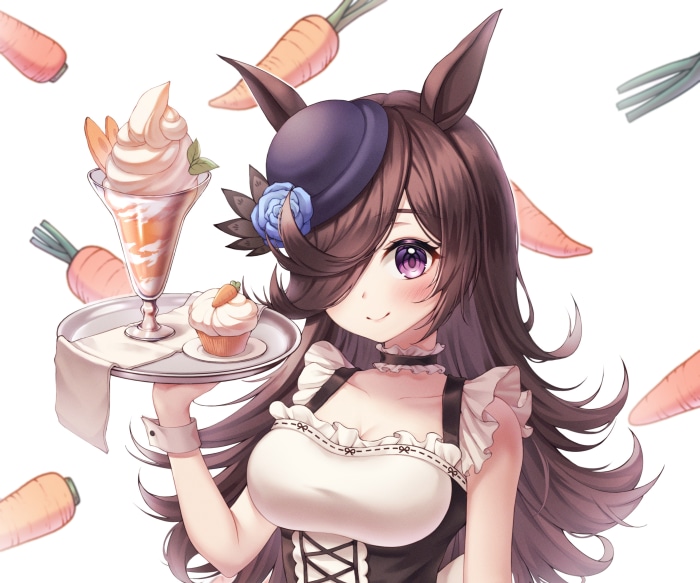 Rice Shower from Uma Musume: Pretty Derby serving dessert