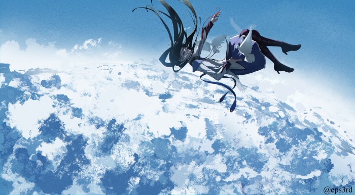 Homura Akemi from Puella Magi Madoka Magica falling
