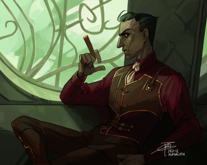 Silco from League of Legends holding a cigar