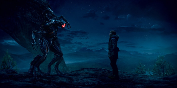 Lost in Space Robot and Woman on Alien Planet