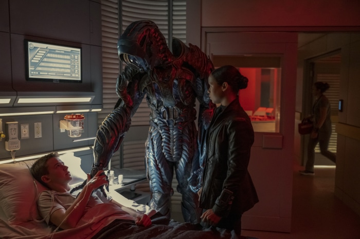 Robot, Judy Robinson, and Will Robinson from Lost in Space