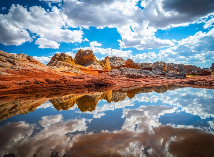 White Pocket Rock Formations Reflection 4K