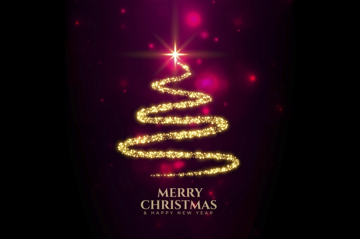Merry Christmas and Happy New Year sparkling tree