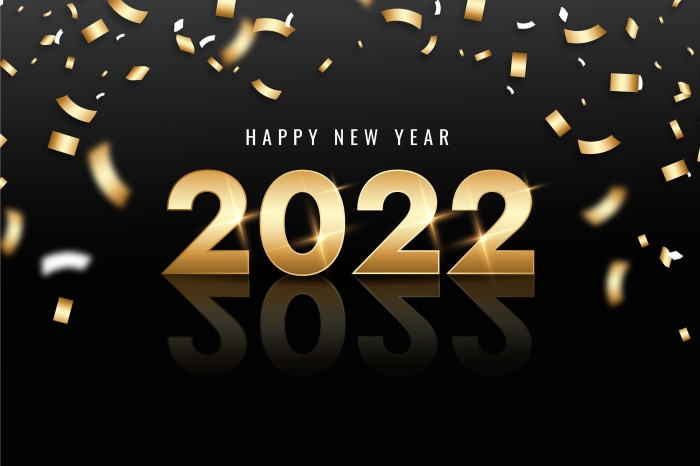 Happy New Year 2022 Golden Confetti