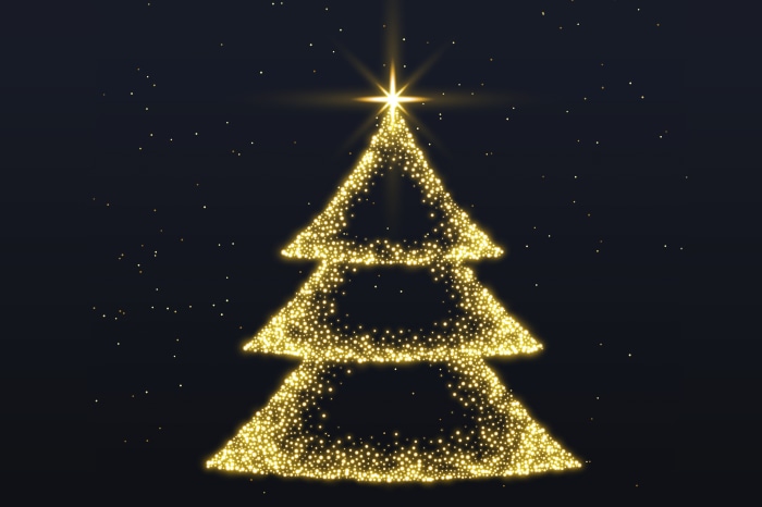 Christmas Tree with Golden Glitter and Star