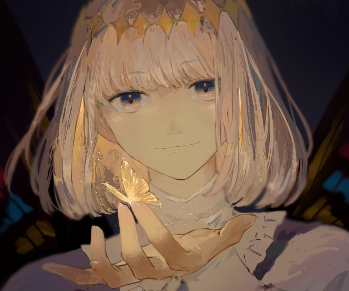 Oberon from Fate/Grand Order with a butterfly
