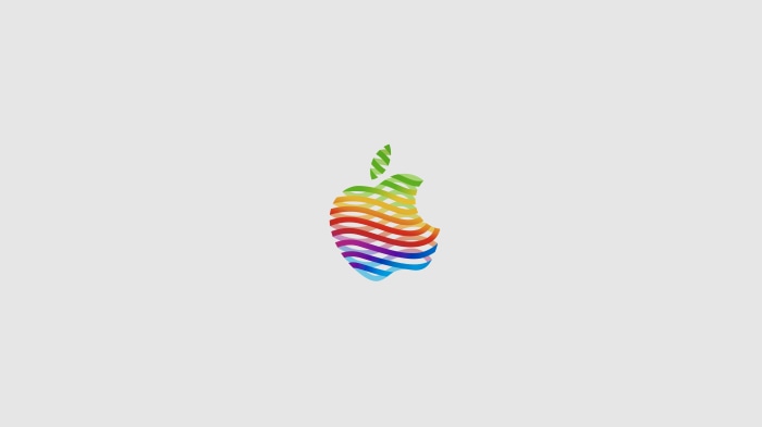 Apple logo with rainbow stripes