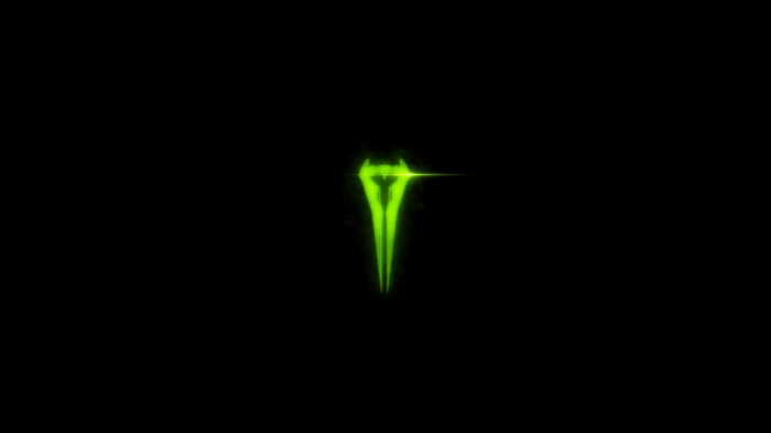 Green energy symbol on black background