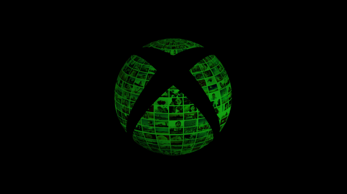 Xbox logo sphere with mosaic of images
