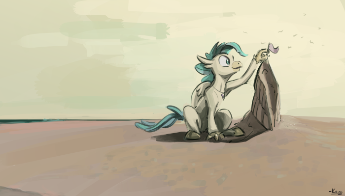 Terramar from My Little Pony on a sandy shore